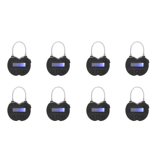 8X   Lock LCD Display Multifunction Electronic Timer, Waterproof USB Rechargeable Temporary Timer Padlock