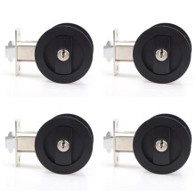 4X Sliding Pocket Door Lock Black Privacy Round Pocket Door Hardware Black Contemporary Pocket Door Lock with Keys
