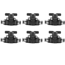 6mm Push Connect Valve Valve 6mm Air Flow Control Valve Quick Connect Valve Tube Fittings 6 Pack