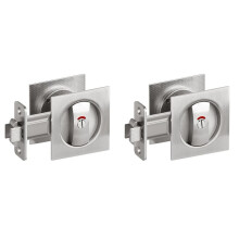 2X Pocket Door Lock with Indicator Light, Silver Privacy Square Pocket , Barn Door Lock Pocket Door Hardware