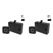 2X Fechadura Biométrica com Impressão Digital Fechadura de Gabinete Sem Chave Preta Fechaduras de Gaveta Inteligentes Fechadura de Porta Antirroubo