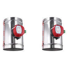 2X Vanne D'Amortisseur de Conduit D'Air Électrique en Acier Inoxydable de 125 mm pour Conduits D'Air HVAC, Amortisseur D'Air Motorisé AC220V,