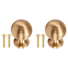 2X Solid Brass Cabinet Furniture Drawer Cabinet Door Handle Round Knobs Round Wardrobe Pull Door Handle 37mmx28mm