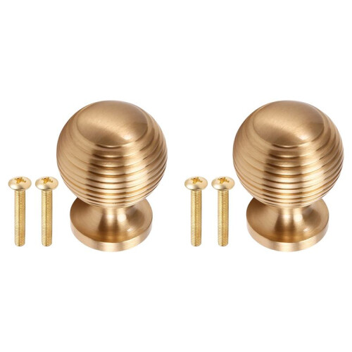 2X Solid Brass Cabinet Furniture Drawer Cabinet Door Handle Round Knobs Round Wardrobe Pull Door Handle 37mmx28mm