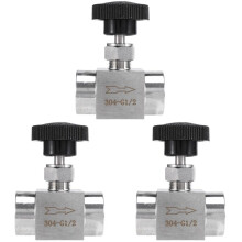 3pièces 1/2 Pouce BSP Égal Filetage Femelle SS 304 Acier Inoxydable Contrôle de Débit Vanne à Aiguille D'Arrêt