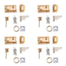 4X Zinc Cylinder Deadbolt Lock for Night Gate Door Entrance,Gold Finish