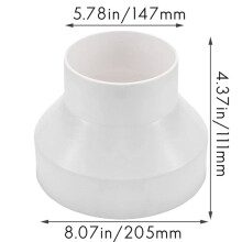 5X Ventilation Pipe Reducer Adapter Pipe Air Duct Adapter Pipe Connector for Inline Ventilation System(200-150mm)