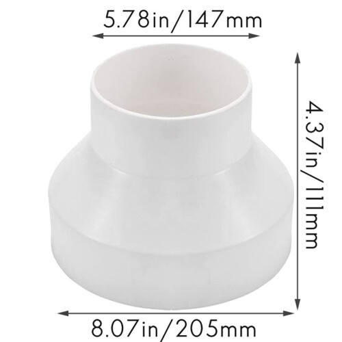 5X Ventilation Pipe Reducer Adapter Pipe Air Duct Adapter Pipe Connector for Inline Ventilation System(200-150mm)