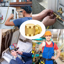 1/4-Zoll-Bördelkappe, Runde HVAC-Verschlusskappen Aus Messing, mit Neopren-O--Dichtung, AC-Service-HVAC-Ventilkappen, (50 Stück) A