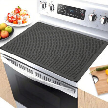 Extra Large Silicone Stovetop Cover with Heat Resistant Surface, Scratch Protection and Drying Mat for Kitchen Glass Stove, Black 28'x20'