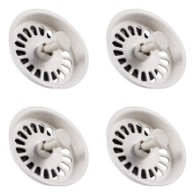 4X Food Waste Stopper Spin Lock Sink Drain Strainer 3.1 Inch Dia White Black Plastic