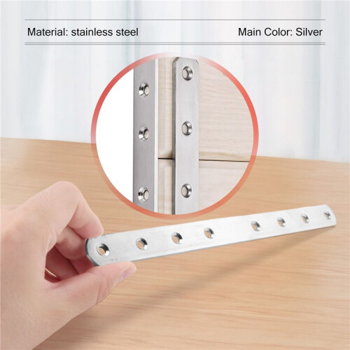 Metal 8 Holes Flat Straight Design Corner Brace Angle Bracket 250mm 2