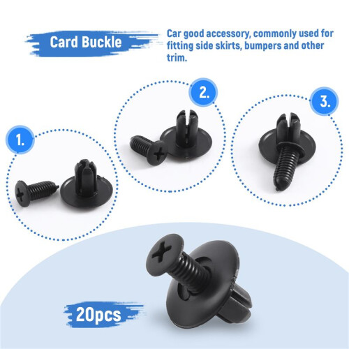 20 Pcs 8mm Hole Push in Expanding Screw Panel Clips Plastic Rivet Black 1