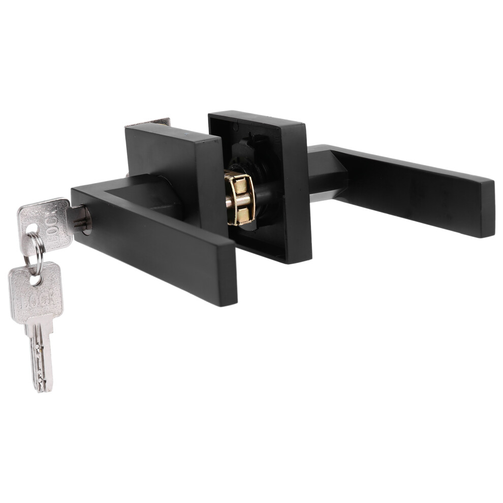 Door Handle Door Handle Lock Square Channel Privacy Mask Interior Bedroom Room Bathroom Three-Bar Spherical Lock-Black 4711451440661