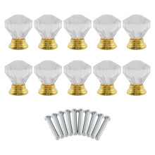 10 Pcs Crystal Glass Door Handle Drawer Cabinet Furniture Kitchen Handle Diamond Dressing Table Knob
