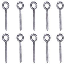10 Pack Stainless Steel Eye Shape Screws Metal Hook Wood Terminal Ring Eyelet Hooks Self Tapping Screws M6