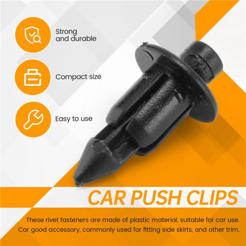 6mm x 12mm Plastic Rivets Car Push Clips 50 Pcs 2