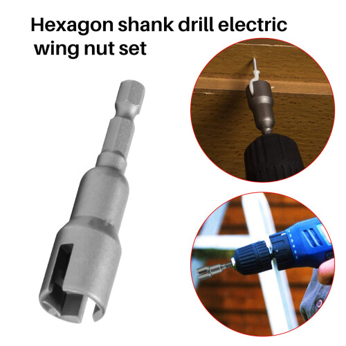 2Pcs Power Wing Nut Driver Set,Slot Wing Nuts Drill Bit Socket Wrenches Tools Set,1/4inch Hex Shank Drills Bits for Panel Nuts Screws Eye C Hook Bolt 2