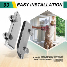 10-piece stainless steel double flywheel mountain word slot sliding door track glass pulley hardware accessories