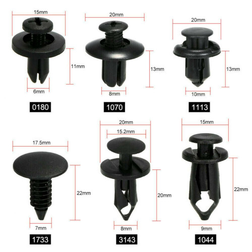 190 St Bil Push Pin Nit Trim Clips Kit Auto Fästdon Plast Fäst Nit 2