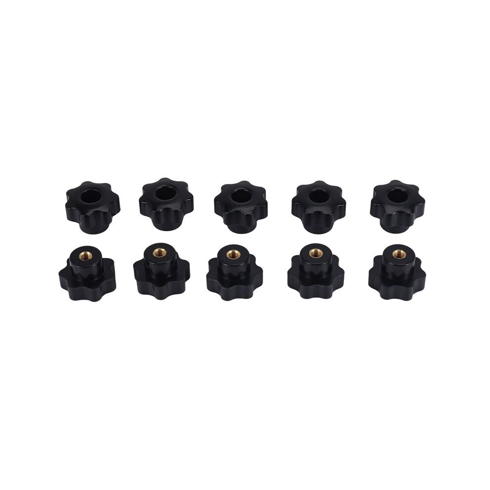 10Pcs M6 Female Knob Screws M6 X 32Mm Female Threaded Star Clamping Knob Grip Black 6032950624443