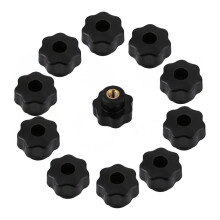 10PCS M6 Internal Thread Knob Screw Plastic Star  Clamping Knob Black M6 x 25