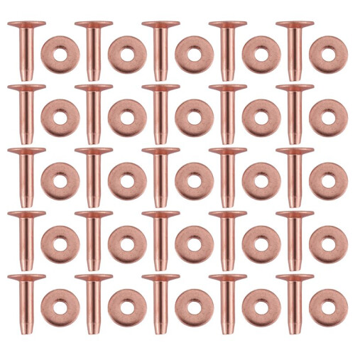 25 Conjuntos de Arruela de Rebites de Rebite de Cobre, Prendedor de Rebite de Cobre de Couro Longo de 15/32 Polegadas, para Cintos de Couro DIY 1