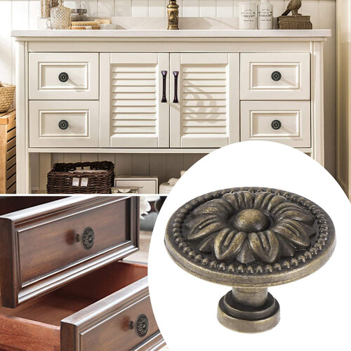 10PCS,Vintage Antique Vintage Handle with Patterned Round Knobs, Used for Furniture, Kitchen Doors and Cupboards 2