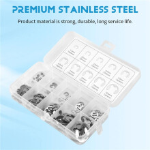 120 PCS 304 Stainless Steel E Clip Washer Assortment Kit for Shaft Fastener M1.5-M10