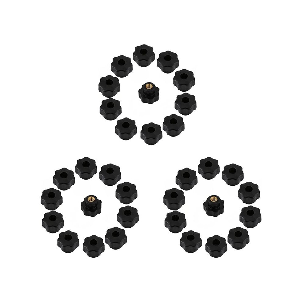 30Pcs M6 Internal Thread Knob Screw Plastic Star Clamping Knob Black M6 X 25 6032356097148
