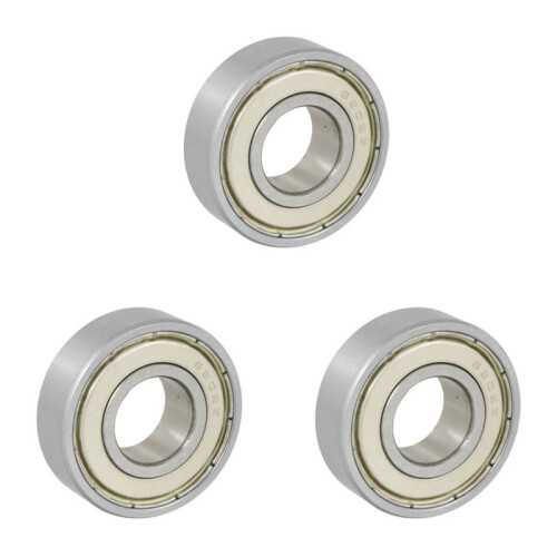 3 pcs 15X35X11mm Shielded Miniature Deep   Radial 6202Z  Bearing Silver + White 1