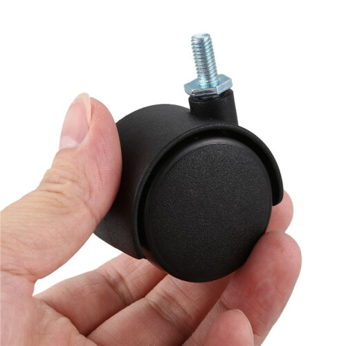 10Pcs 6mm Threaded Stem 40mm Dual Wheel Rotatable Caster Black 1