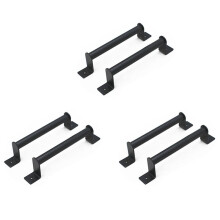 6Pcs Black Carbon Steel Sliding Barn Door Pull Handle for Sliding Barn Door Garden Gates Garages Hardware Kit