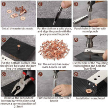 300 Sets Copper Rivets and Burrs Washers Leather Copper Rivet Fastener for Wallets Collars Leather DIY Supplies