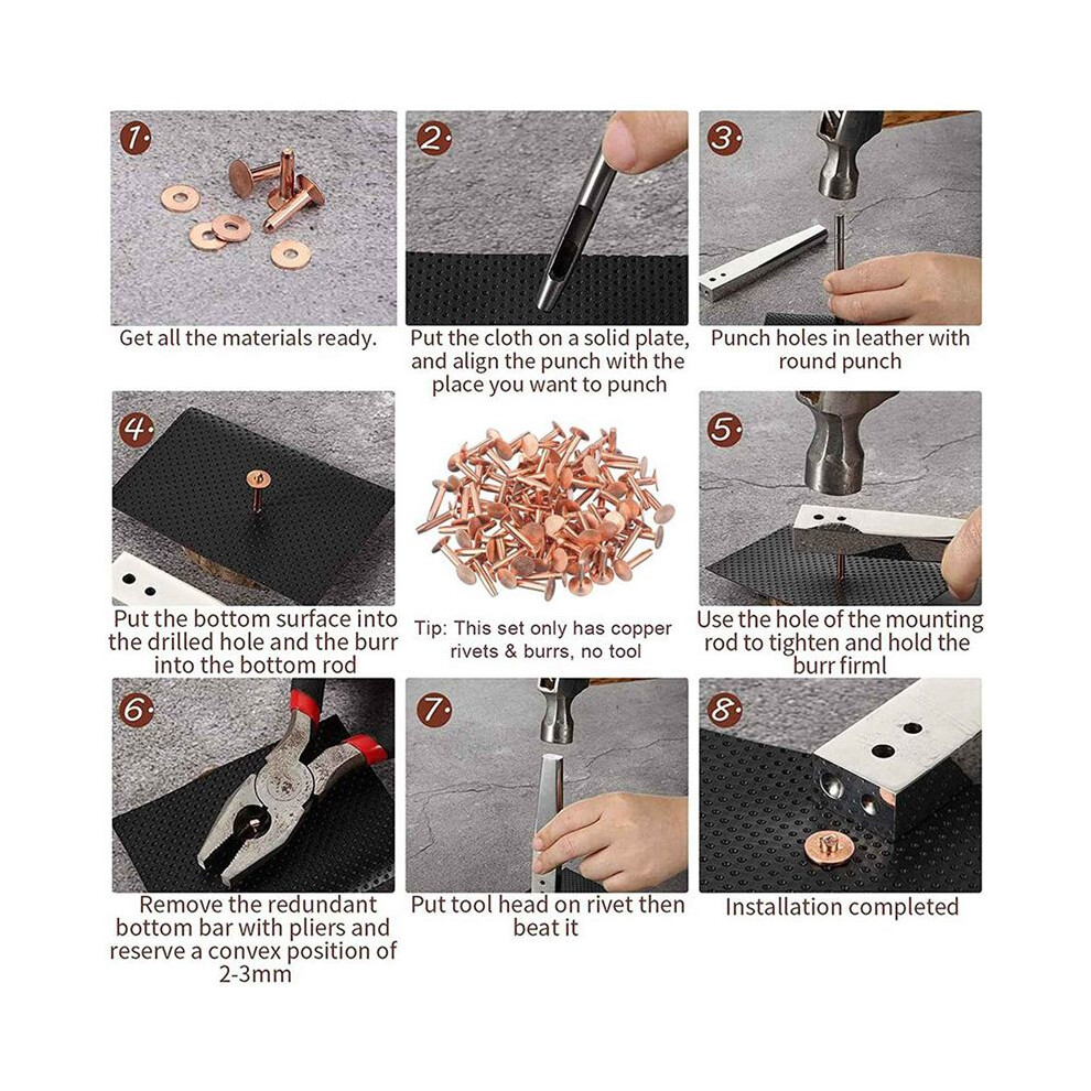 300 Sets Copper Rivets And Burrs Washers Leather Copper Rivet Fastener For Wallets Collars Leather Diy Supplies 4711770188565