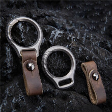 2X Titanium Legering Sleutelhanger Auto Sleutelhanger Hanger Koeienhuid Riem Hanger EDC Tool Mannen Gift Gift