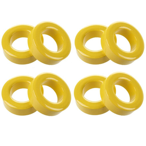 8 Pcs 33mm x 19mm x 11mm Yellow White Iron Core Ferrite Rings Toroid