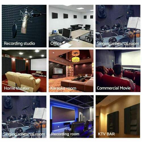 48 Pack Pyramid Shape Soundproof Foam Sound Proof Padding Treatment Panel for Echo Bass Insulation