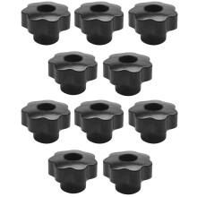 10 Pcs M10 10mm Dia Thread Black Plastic Star Clamping Knob Grip