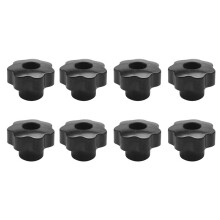 8X M10 10mm Dia Thread Black Plastic Star Clamping Knob Grip