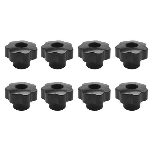 8X M10 10mm Dia Thread Black Plastic Star  Clamping Knob Grip
