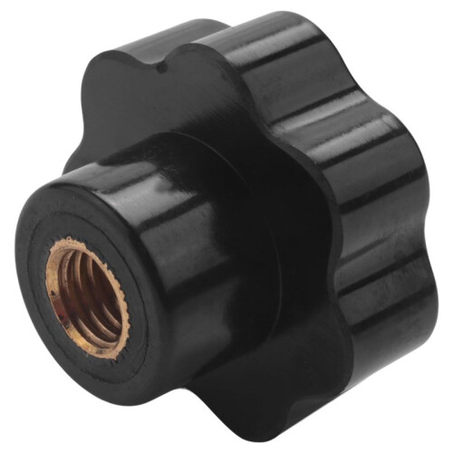 8X M10 10mm Dia Thread Black Plastic Star  Clamping Knob Grip 1
