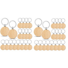 100 Pieces Blank Wooden Key Tag Key Engraving Blanks Unfinished Wood Keychain Key Ring Key Tags for DIY Crafts,Round