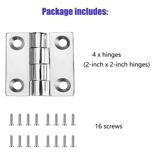 Dobradiças de  de Aço Inoxidável para Serviço Pesado, Dobradiças de Grau Marítimo, 2 Polegadas x 2 Polegadas (50 mm x 50 mm), (8 Peças) 1
