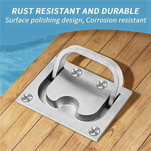 2X Stainless Steel Hatch  Solid Boat Hatch Handles for Boat Deck Hatch Handles Ring Pulls Recessed Cover Handles 1