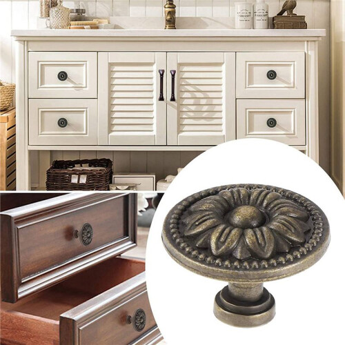 30PCS,Vintage Antique Vintage Handle with Patterned Round Knobs, Used for Furniture, Kitchen Doors and Cupboards 1