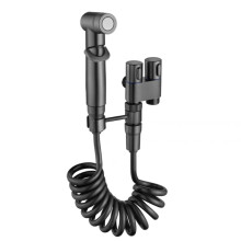 Bidet Sprayer Dual Control Wall Mounted Handheld, Gray, 2M Spring Tube, Pressure, Toilet Compatible, Baby Cleaning