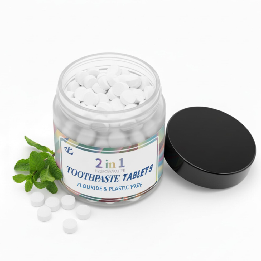 Toothpaste Tablets with Nano Hydroxyapatite, Fluoride Mint Chewable Tabs for Travel, 62 Count