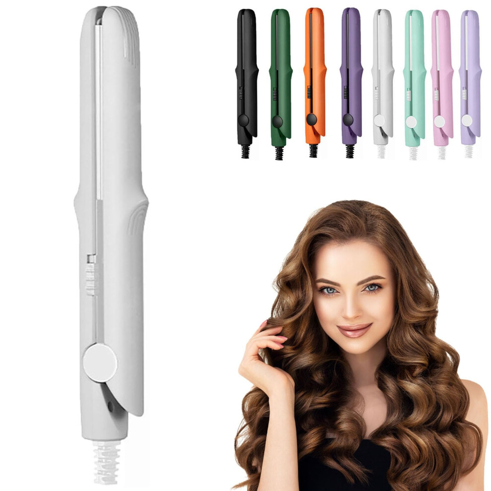 Gray Mini Curling Iron And Hair Straightener 2In1 Rapid Heating Travel Size For Short Hair