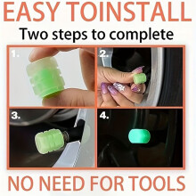 10pcs Luminous Valve Stem Cap Car Tire Valve Cap Luminous Personality Motorcycle Electric Vehicle Sensor Luminous Green